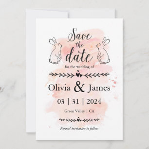 Sla de datum zwart-wit paasbruiloft op kaart