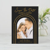 Sla de datum zwarte goudkleurige deco-bruiloft op (Staand voorkant)