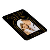 Sla de datum zwarte goudkleurige deco-bruiloft op magneet (Rechterzijde)