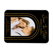 Sla de datum zwarte goudkleurige deco-bruiloft op magneet (Horizontaal)