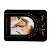 Sla de datum zwarte goudkleurige deco-bruiloft op magneet (Horizontaal)