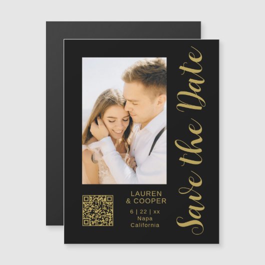 Sla de datum zwarte goudsmeulende moderne bruiloft (Voorkant / Achterkant)