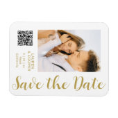 Sla de datum zwarte goudsmeulende moderne bruiloft magneet (Horizontaal)