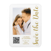 Sla de datum zwarte goudsmeulende moderne bruiloft magneet (Verticaal)