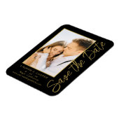 Sla de datum zwarte goudsmeulende moderne bruiloft magneet (Linkerzijde)