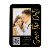 Sla de datum zwarte goudsmeulende moderne bruiloft magneet (Verticaal)