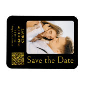 Sla de datum zwarte goudsmeulende moderne bruiloft magneet (Horizontaal)