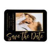 Sla de datum zwarte goudsmeulende moderne bruiloft magneet (Horizontaal)