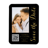 Sla de datum zwarte goudsmeulende moderne bruiloft magneet (Verticaal)