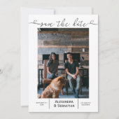 Sla de datum zwarte witte bruiloft op persoonlijke save the date (Voorkant)