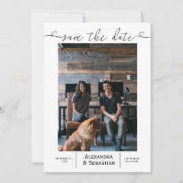 Sla de datum zwarte witte bruiloft op persoonlijke save the date