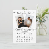 Sla de datum zwarte witte bruiloft op persoonlijke save the date (Staand voorkant)