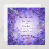 Sla de datumaankondiging Paarse Fairy op Save The Date (Voorkant / Achterkant)