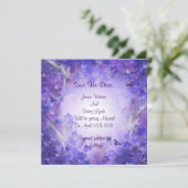 Sla de datumaankondiging Paarse Fairy op Save The Date (Staand voorkant)
