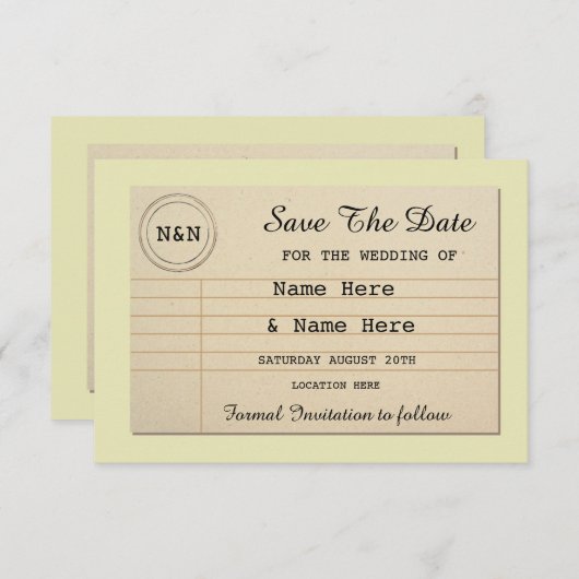 Sla de datumbibliotheek-weddenschappen op save the date (Voorkant / Achterkant)