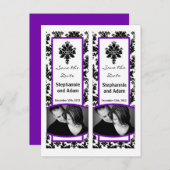 Sla de datumboekmarkering voor zwarte Paarse Damas Aankondigingskaart (Voorkant / Achterkant)