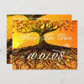 Sla de datumboomwortels van de liefde op aankondigingskaart (Voorkant / Achterkant)