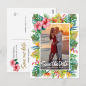 Sla de datumbruiloft op | Foto tropisch Briefkaart (Voorkant / Achterkant)