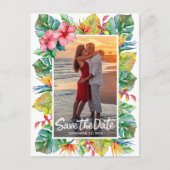 Sla de datumbruiloft op | Foto tropisch Briefkaart (Voorkant)
