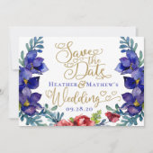 Sla de datumbruiloft op | Geluk in Floral en scrip Kaart (Voorkant)