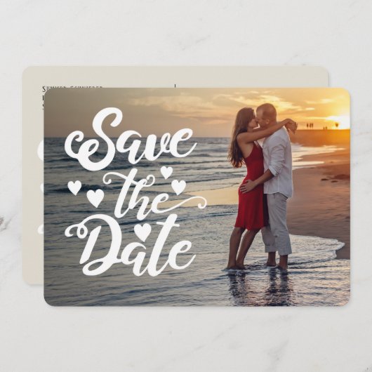 Sla de datumbruiloft op | Handgeschreven Script-ha Kaart (Voorkant / Achterkant)