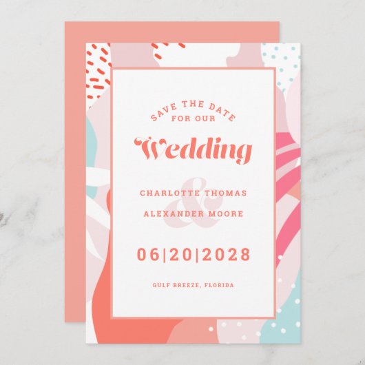 Sla de datumbruiloft op | Modern geometrisch patro Save The Date (Voorkant / Achterkant)