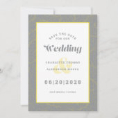 Sla de datumbruiloft op | Moderne grijze gele patr Save The Date (Voorkant)
