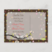 Sla de datumduiven + scheutje confetti op aankondigingskaart (Achterkant)