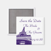 Sla de datumEiffeltoren in Paars op Magneet (Voorkant / Achterkant)