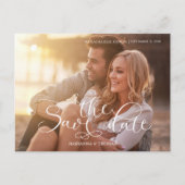 Sla de datumfoto Elegant Script QR Code op Aankondigingskaart (Voorkant)