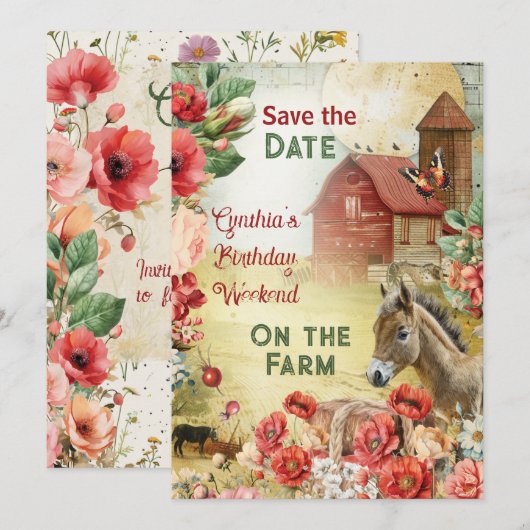 Sla de datumkaart boerderijthema op kaart (Voorkant / Achterkant)