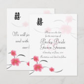 Sla de datumkaart Cherry Blossom Double Happiness Kaart (Voorkant / Achterkant)