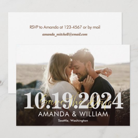 Sla de Datumkaart met de Aankondiging van het Foto (Voorkant / Achterkant)