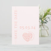 Sla de Datumkaart met haardvorm QR-code op Save The Date (Staand voorkant)