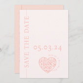 Sla de Datumkaart met haardvorm QR-code op Save The Date (Voorkant / Achterkant)