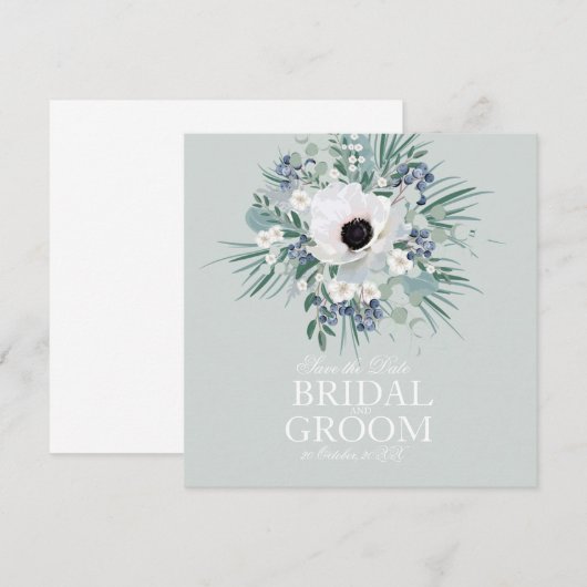 Sla de datumkaart wit anemoon salie groen op kaart (Voorkant / Achterkant)