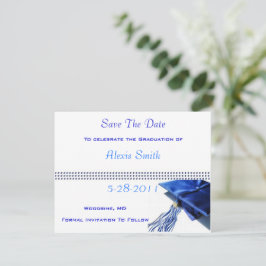 Sla de datumkaarten op - blauwe verloopdop save the date