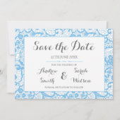 Sla de datumkaarten op, Blue Lace Design Save The Date (Voorkant)
