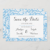 Sla de datumkaarten op, Blue Lace Design Save The Date (Voorkant / Achterkant)