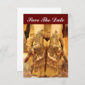 Sla de datumkaarten op met Henna op handen Save The Date (Voorkant / Achterkant)