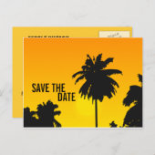 Sla de datumkaarten op Palm Trees Sun Aankondigingskaart (Voorkant / Achterkant)