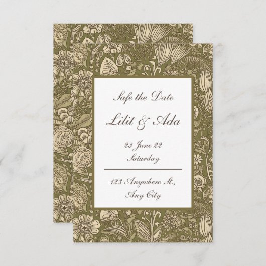 Sla de datumkaarten op save the date (Voorkant / Achterkant)