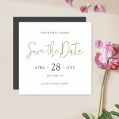 Sla de datummagneten op Geen aangepast Gold-script Magnetische Uitnodiging