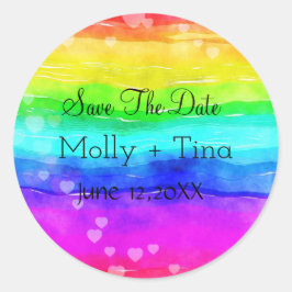Sla de datumregenboog op ronde sticker