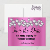 Sla de datumroze ballonnen op alle voorvallen aankondigingskaart (Voorkant / Achterkant)