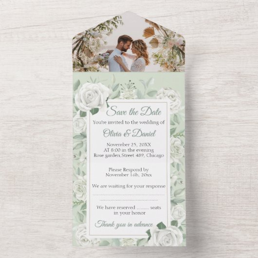 Sla de datums foto bruiloft uitnodigingen (Binnen)