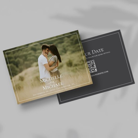 Sla de datumsjabloon van de trouwfoto op save the date