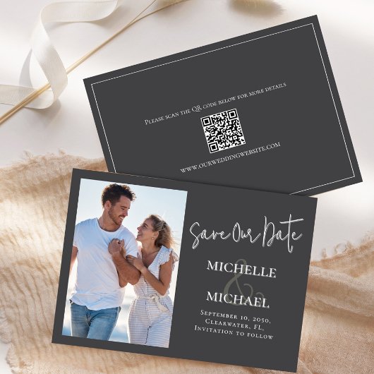 Sla de datumsjabloon van de trouwfoto op save the date