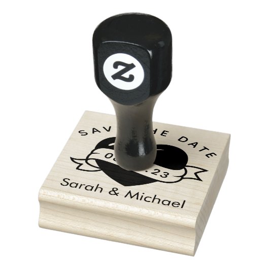 Sla de datumstempel Custom Wedding Stamp Heart op Rubberstempel (Stempel)