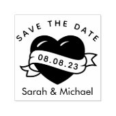 Sla de datumstempel Custom Wedding Stamp Heart op Zelfinktende Stempel (Design)